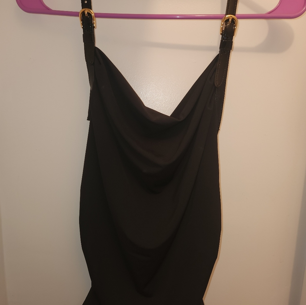 Black adjustable halter top
